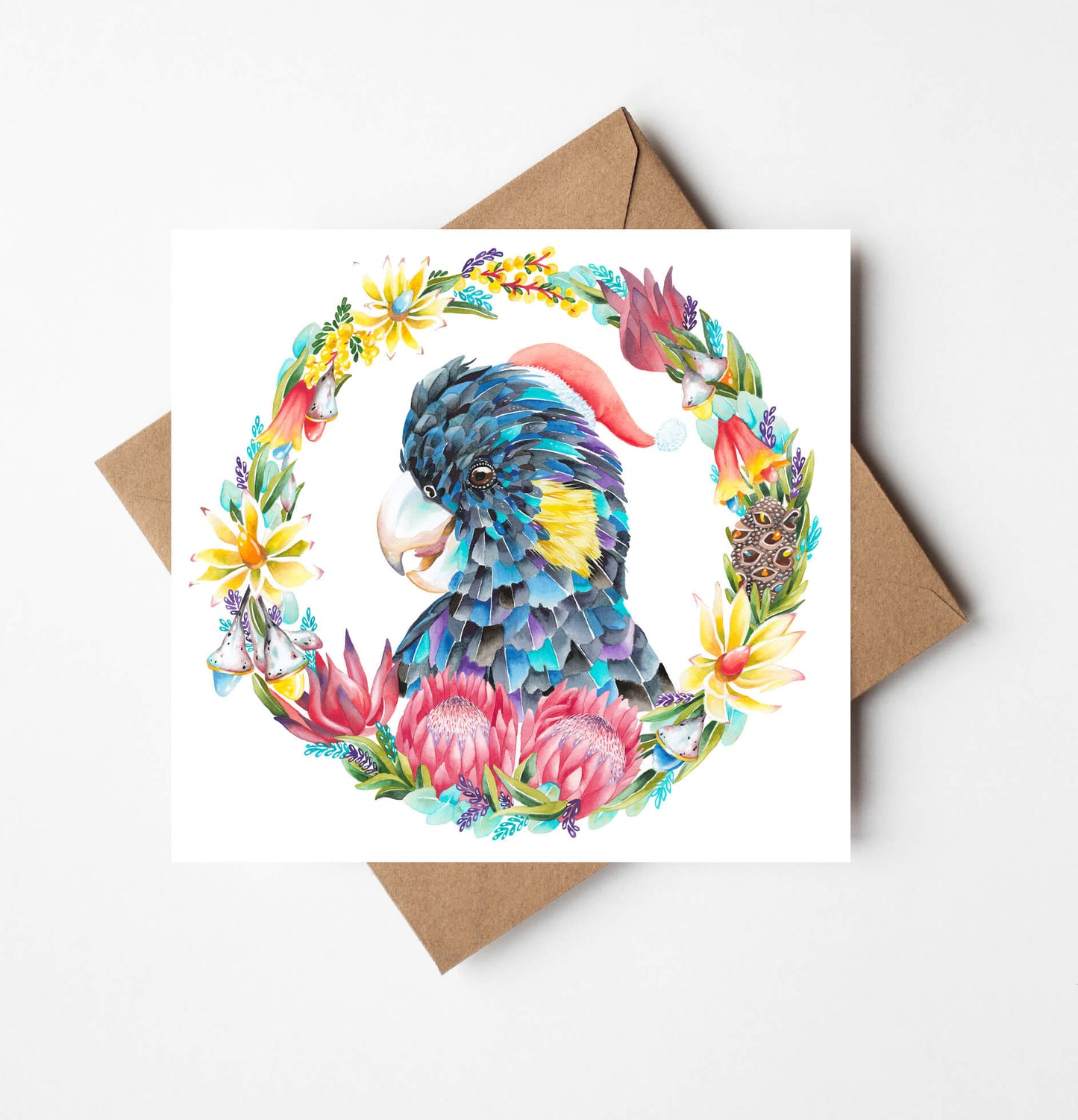 Black Cockatoo Christmas Card