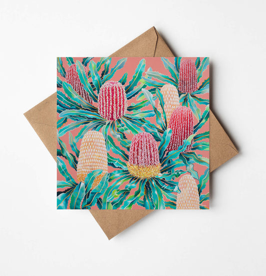 Banksia Party Greeting Card (Square)