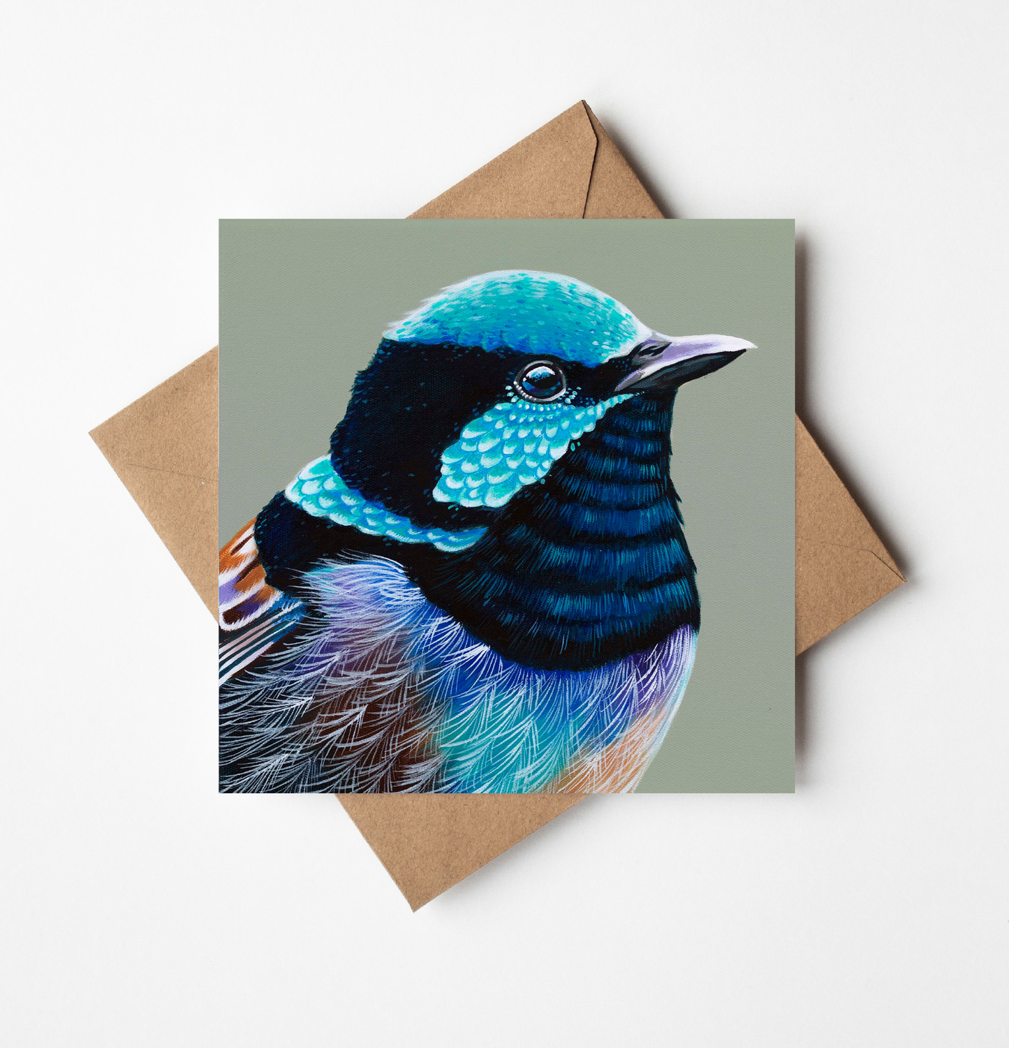 Blue Wren Greeting Card (Square)