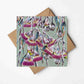 Pink and Green Princess Greeting Card (Square)