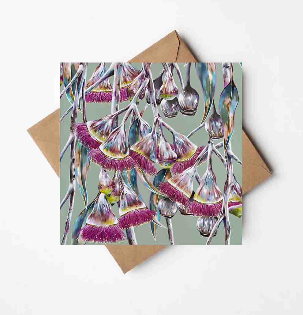 Pink and Green Princess Greeting Card (Square)