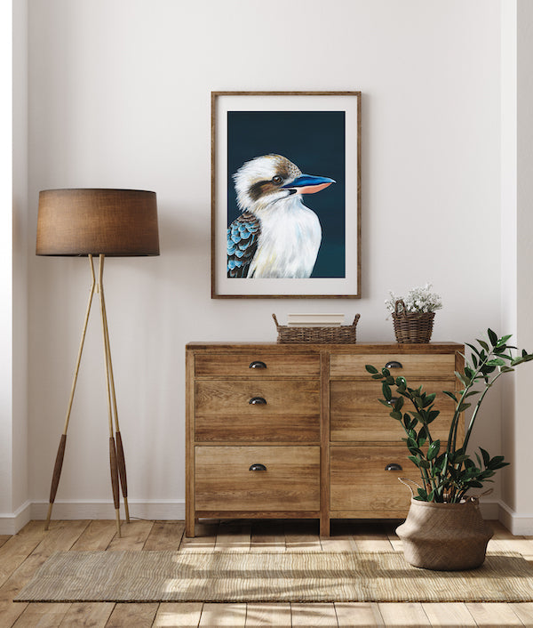 Kevin kookaburra art print A size framed