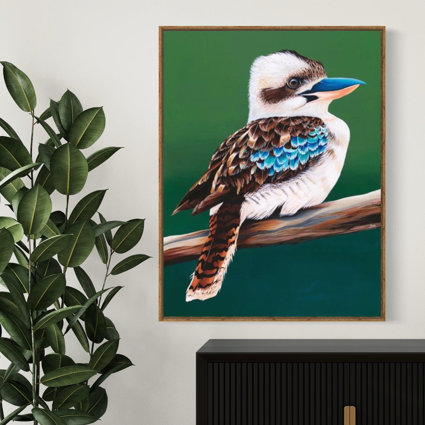 Australian Kookaburra Fine Art Framed Canvas