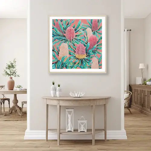 Native Australian Flora Banksia Fine Art Framed Print